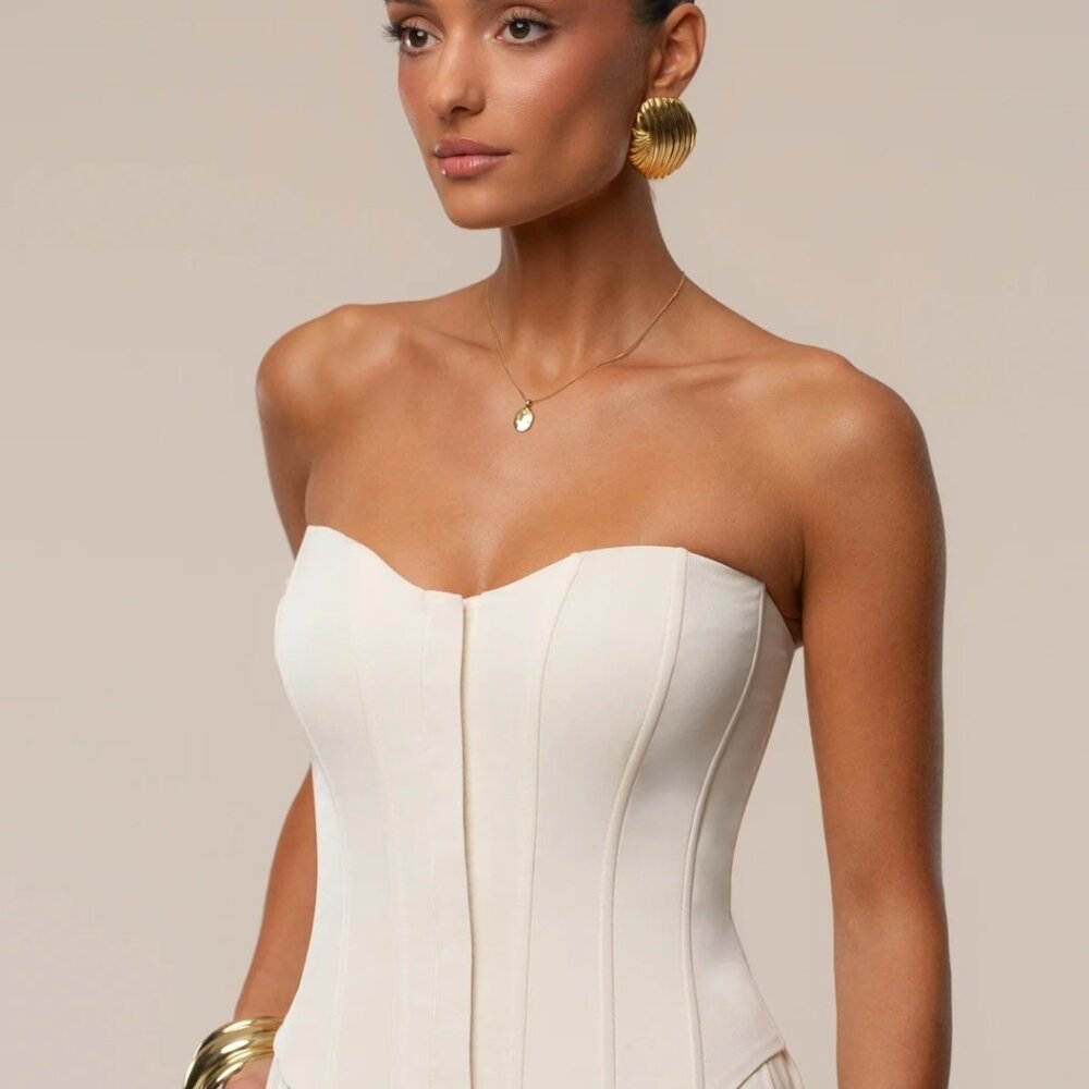 JLUXLABEL Cream Strapless Corset Top